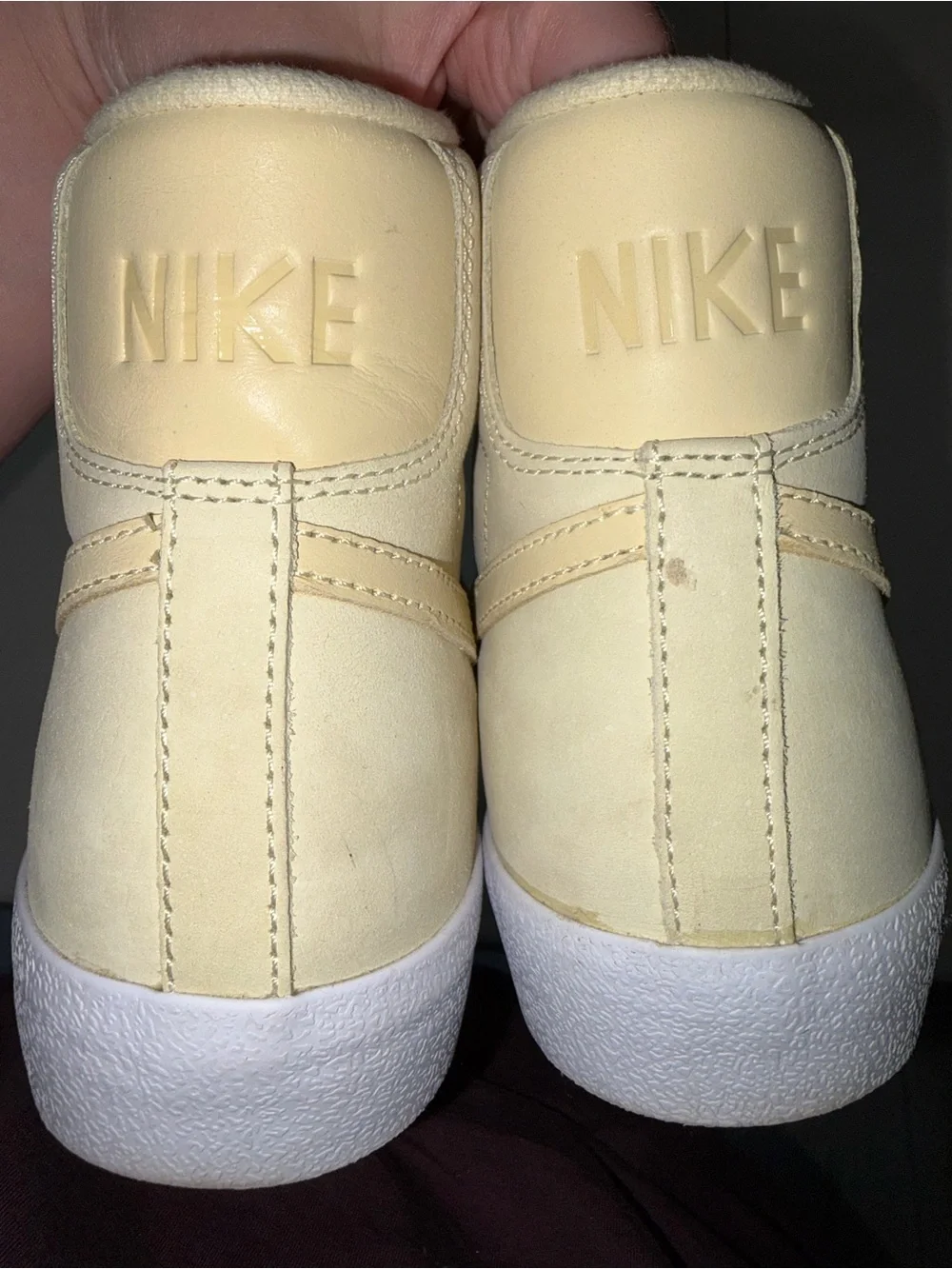 Nike Women’s High-Top Sneakers in Pale Yellow and White